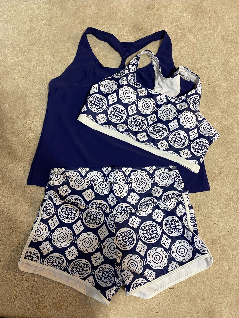 Navy Blue & White Printed 3-Piece Active Set